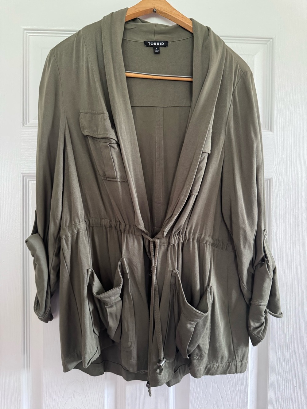 torrid Olive Green Drawstring Utility Jacket